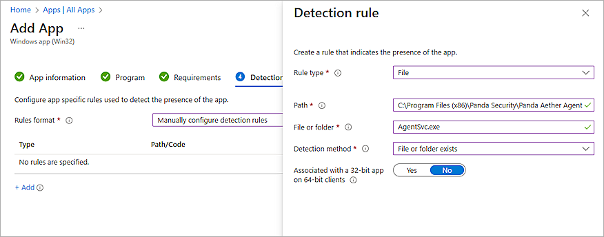 Screenshot of Detection Rule page